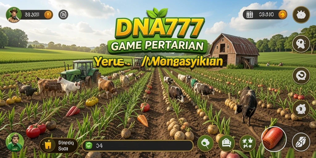 Tampilan gameplay seru dari <strong>DNA777</strong> dengan aktivitas bertani.