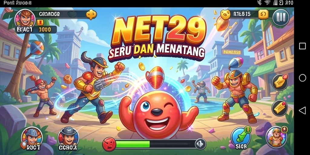 Tangkapan layar utama NET29 menunjukkan gameplay arcade yang seru.