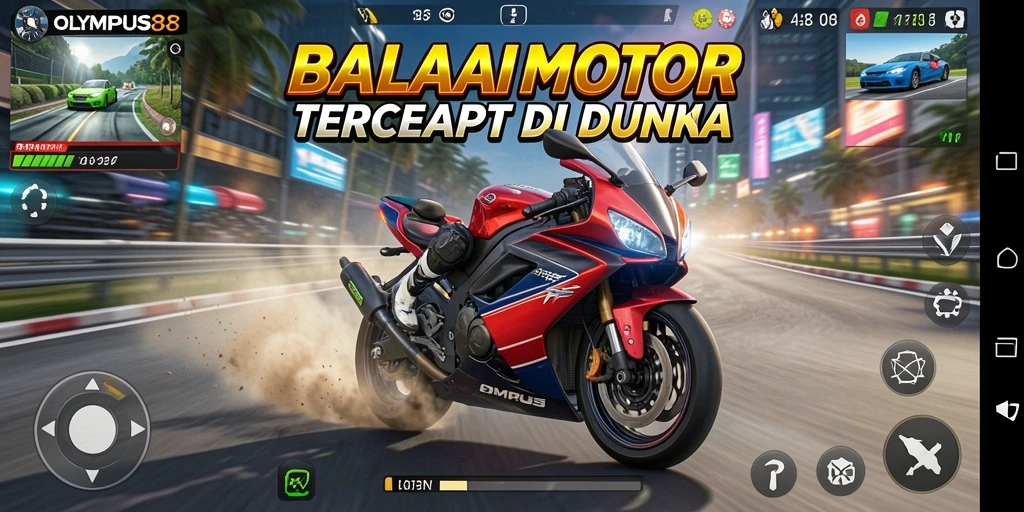 Tampilan gameplay OLYMPUS88 yang mendebarkan di trek balapan.