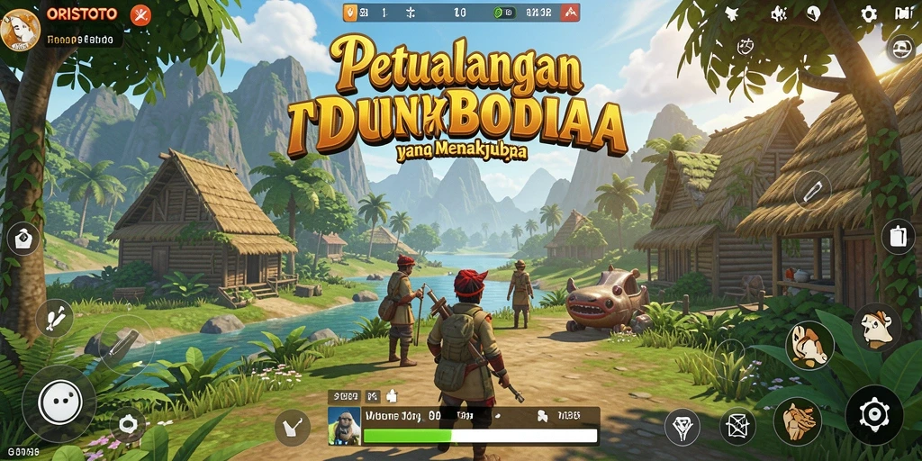 Tangkapan layar dari gameplay ORISTOTO yang menunjukkan eksplorasi dunia terbuka.