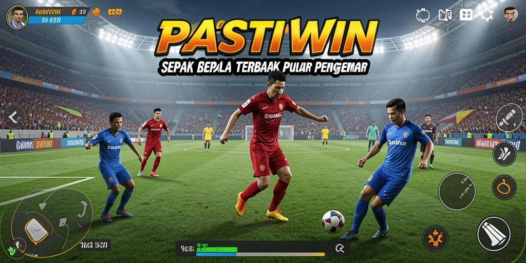 Screenshot PASTIWIN menampilkan aksi cepat di lapangan sepak bola.