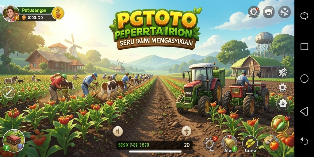 Tangkapan layar utama PGTOTO menampilkan aksi bertani yang seru dan interaktif.