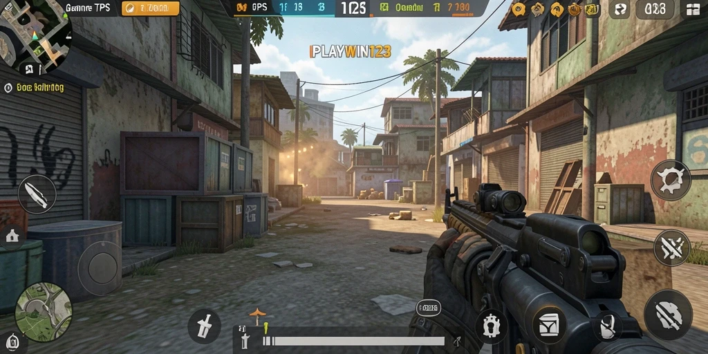 Tampilan grafis gameplay seru di <strong>PLAYWIN123</strong> dengan aksi tembakan mendebarkan.
