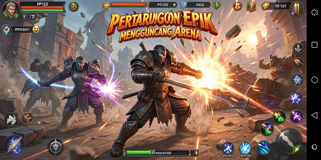 Tangkapan layar dari gameplay pertarungan intens di PP123.