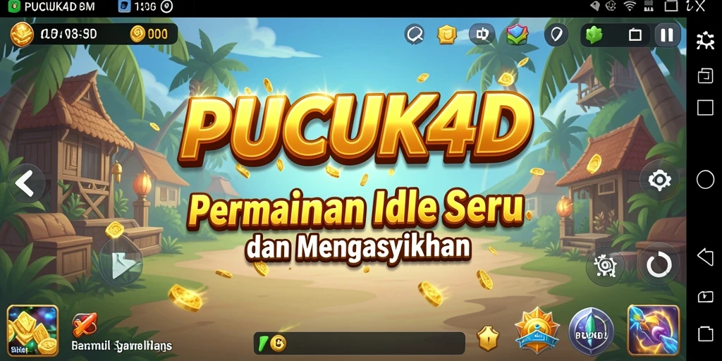 Tampilan utama permainan Idle PUCUK4D yang menarik dan interaktif.