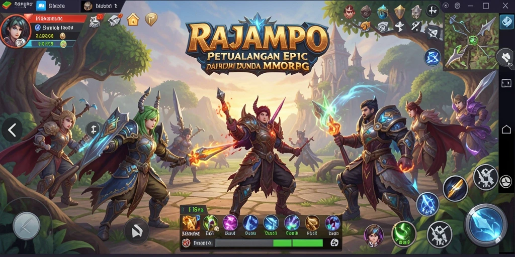 Screenshot utama RAJAMPO menampilkan aksi seru dalam permainan MMORPG.