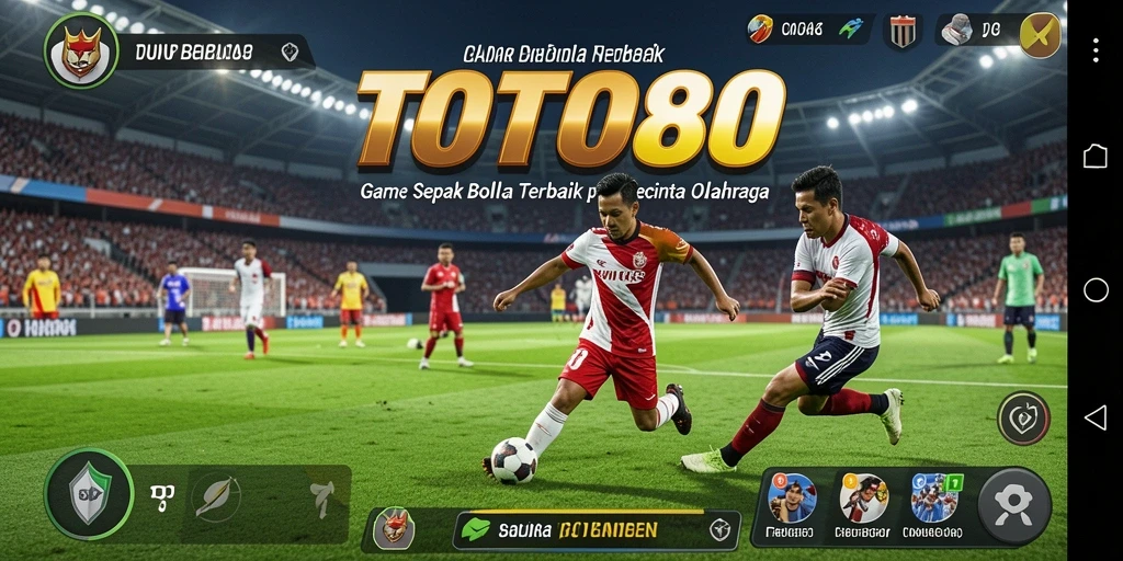 Tampilan gameplay TOTO80 menampilkan aksi sepak bola yang mendebarkan.